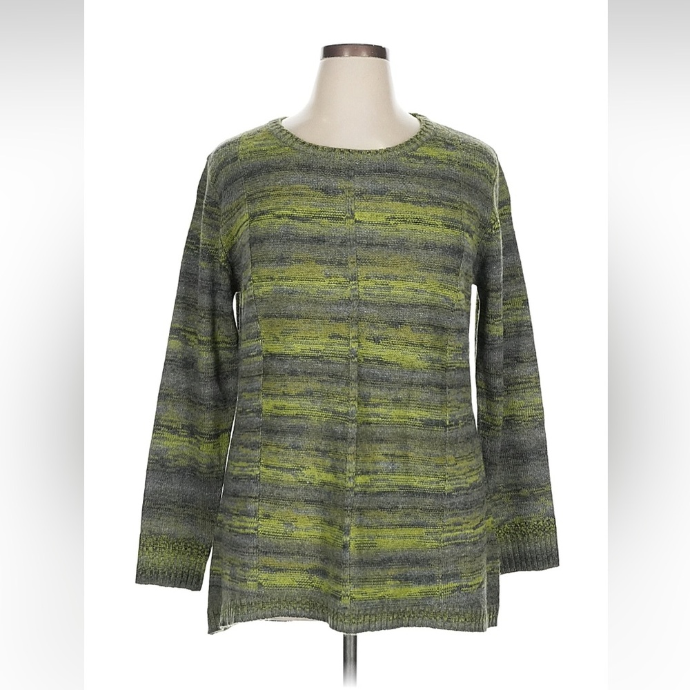 Green and Gray Striped Sweater